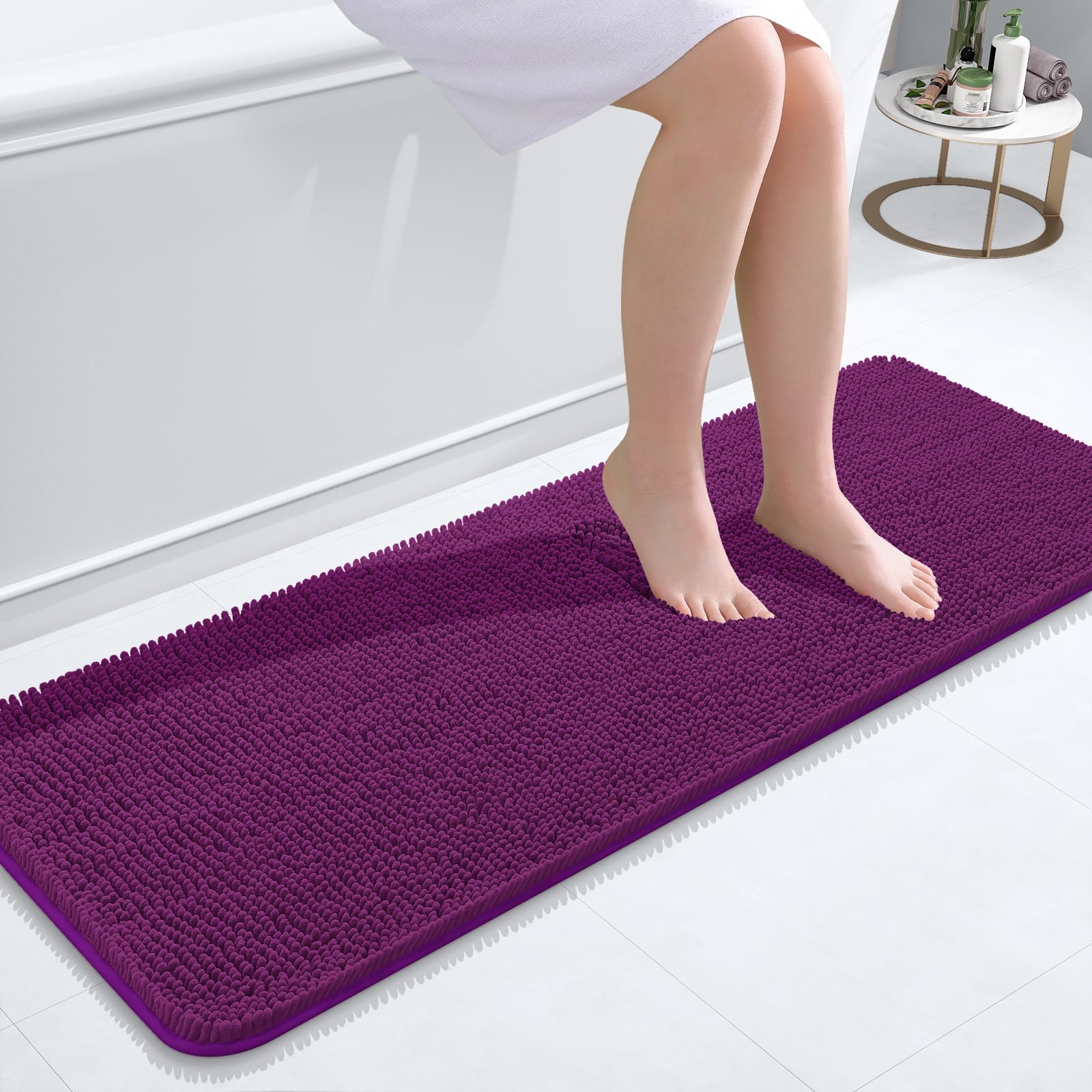OLANLY Toilet Rugs U-Shaped 24x20, Extra Soft Absorbent Chenille Contour Bathroom Rugs for Toilet, Dry Quickly, Machine Washable, Non-Slip Bath Mat, Light Grey