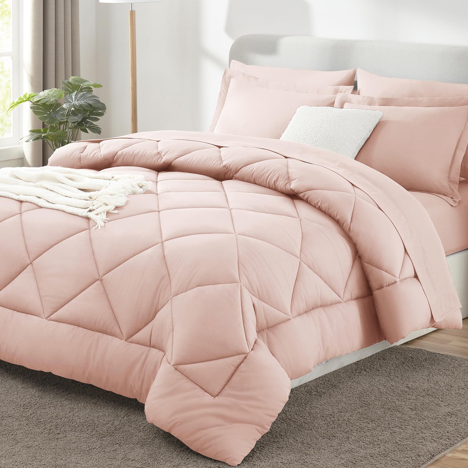 CozyLux Twin XL Comforter Set Dark Grey - 5 Pieces Twin Extra Long Bed in a Bag for College Dorm, All Season Bedding Set for Girls and Boys, Soft Bed Set with Comforter, Sheets, Pillowcase & Sham