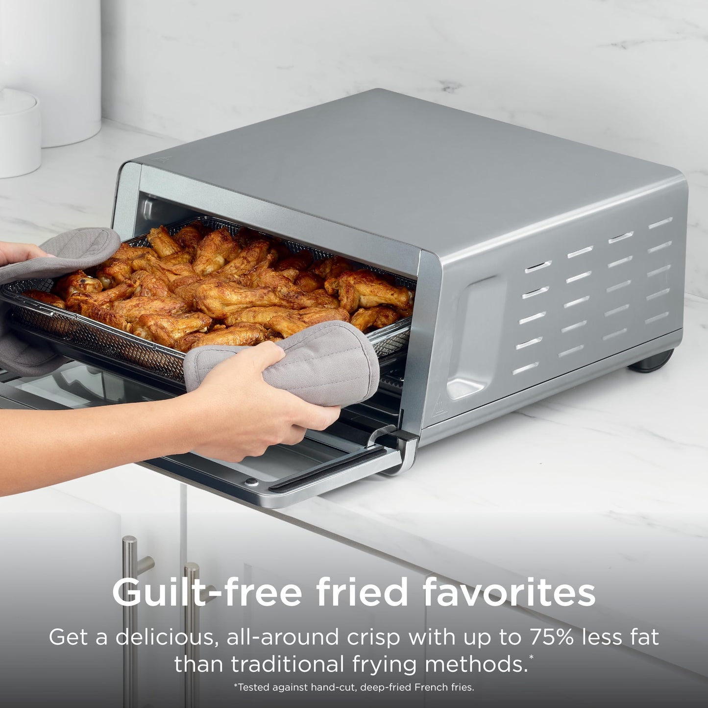 Ninja Air Fryer Toaster Oven Combo | 8-in-1 Functionality | Flip Up & Away for Storage Space | Air Fry Basket, Sheet Pan, Wire Rack & Removable Crumb Tray |1800 Watt | Stainless Steel | SP151