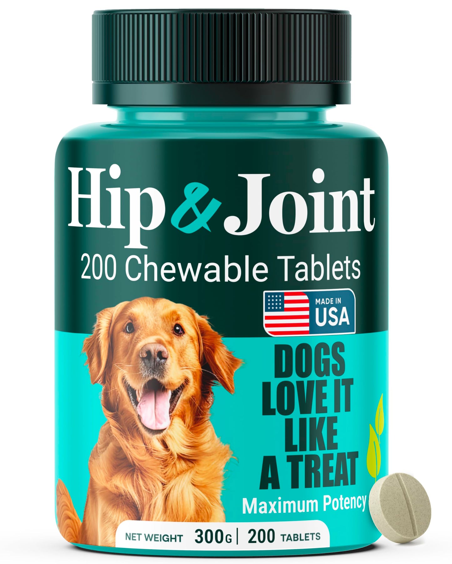 Natureflow Hip & Joint Supplement for Dogs, 300mg Green-Lipped Mussel for Dog Arthritis Pain Relief, Glucosamine, MSM & Chondroitin, Zero Sugar, Large Medium Small Breeds, 200 Chewable Tablets