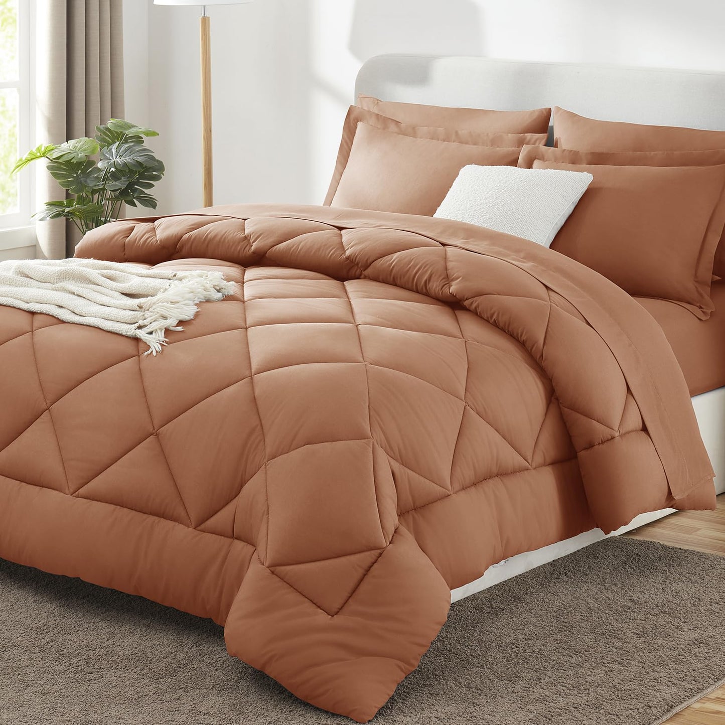 CozyLux Twin XL Comforter Set Dark Grey - 5 Pieces Twin Extra Long Bed in a Bag for College Dorm, All Season Bedding Set for Girls and Boys, Soft Bed Set with Comforter, Sheets, Pillowcase & Sham