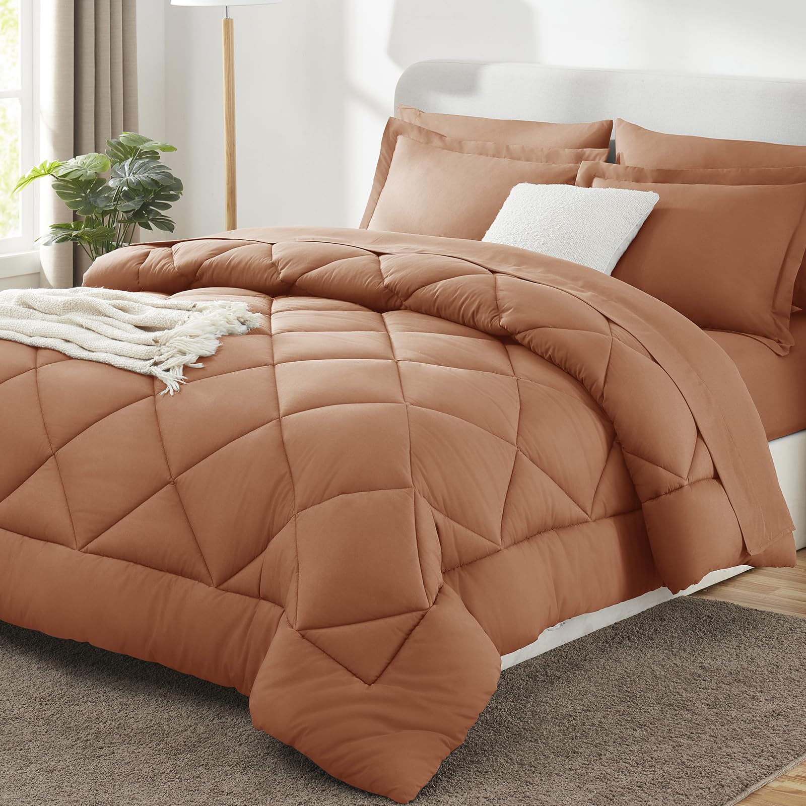 CozyLux Twin XL Comforter Set Dark Grey - 5 Pieces Twin Extra Long Bed in a Bag for College Dorm, All Season Bedding Set for Girls and Boys, Soft Bed Set with Comforter, Sheets, Pillowcase & Sham