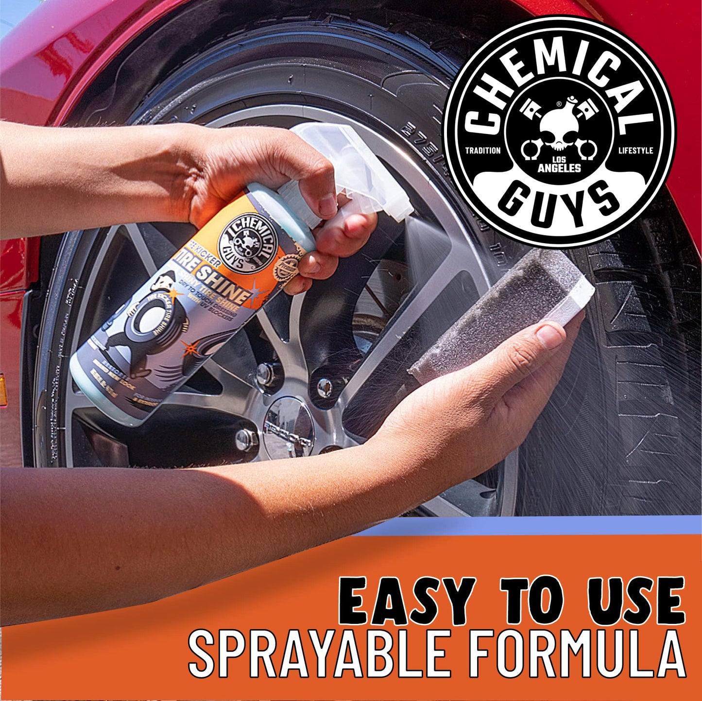 Chemical Guys Tire Kicker Sprayable Extra Glossy Tire Shine Spray, Dry-to-Touch Dressing - Restores Wet Look to Rubber, Vinyl, and Plastic, Safe for Cars, Trucks, Motorcycles, RVs, and More - 128 oz