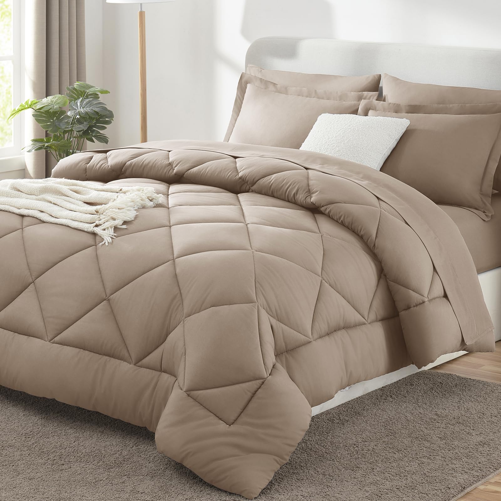 CozyLux Twin XL Comforter Set Dark Grey - 5 Pieces Twin Extra Long Bed in a Bag for College Dorm, All Season Bedding Set for Girls and Boys, Soft Bed Set with Comforter, Sheets, Pillowcase & Sham