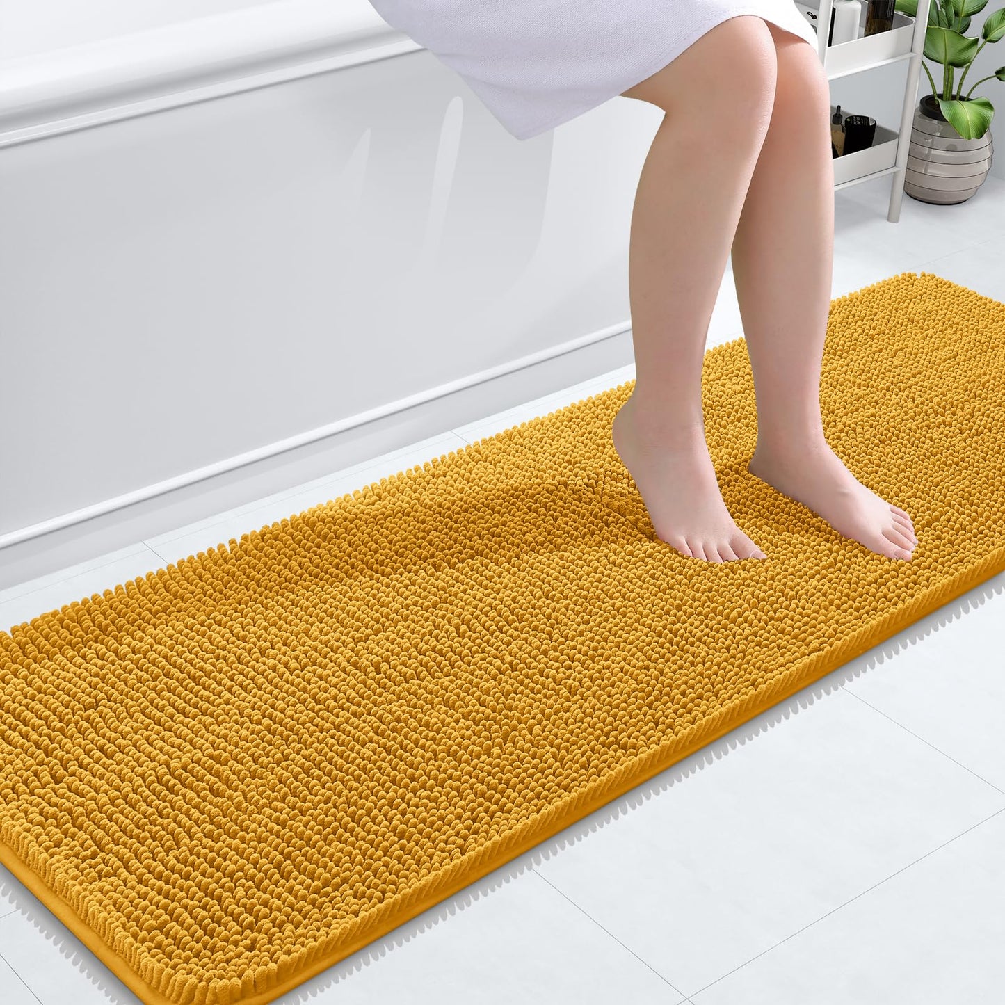 OLANLY Toilet Rugs U-Shaped 24x20, Extra Soft Absorbent Chenille Contour Bathroom Rugs for Toilet, Dry Quickly, Machine Washable, Non-Slip Bath Mat, Light Grey