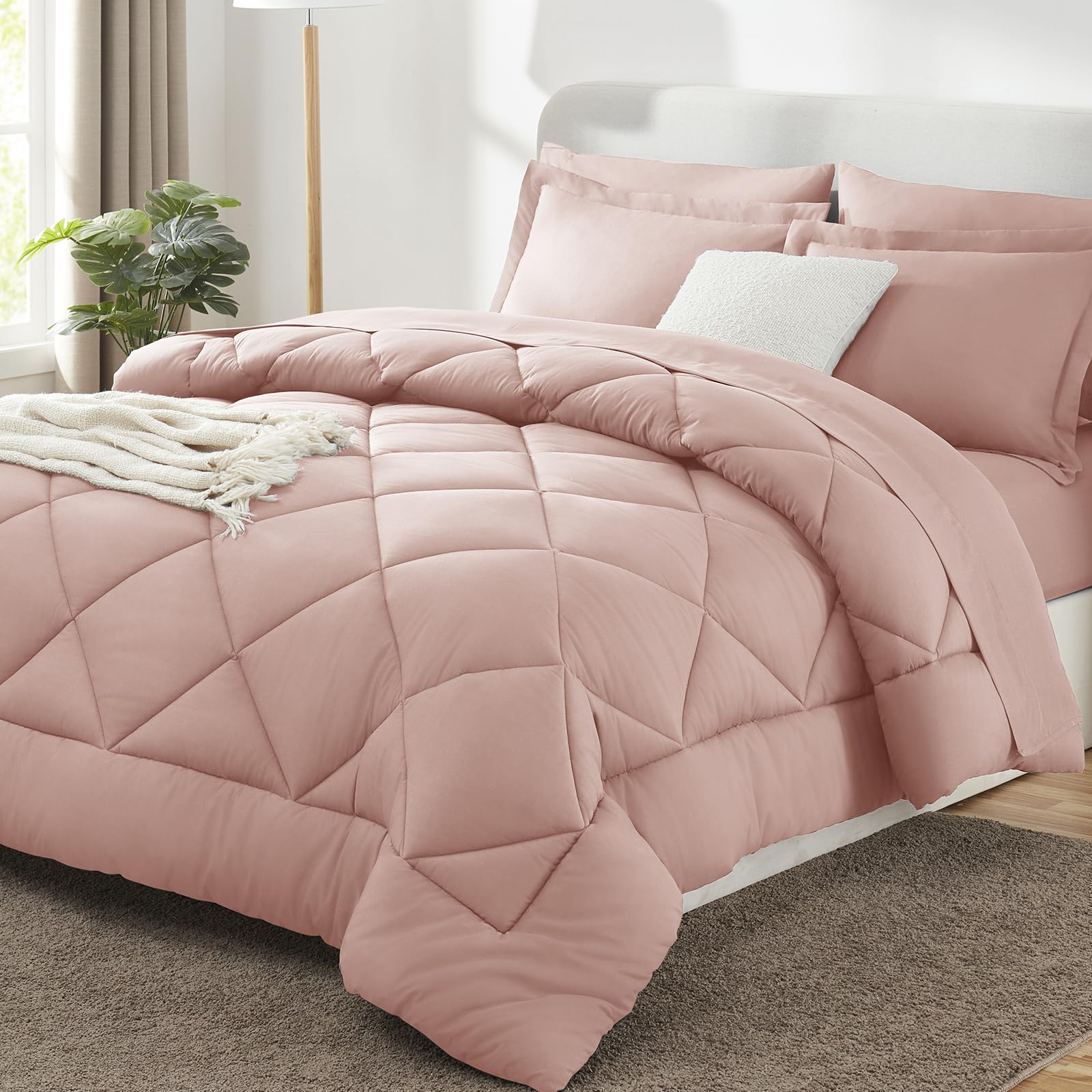 CozyLux Twin XL Comforter Set Dark Grey - 5 Pieces Twin Extra Long Bed in a Bag for College Dorm, All Season Bedding Set for Girls and Boys, Soft Bed Set with Comforter, Sheets, Pillowcase & Sham