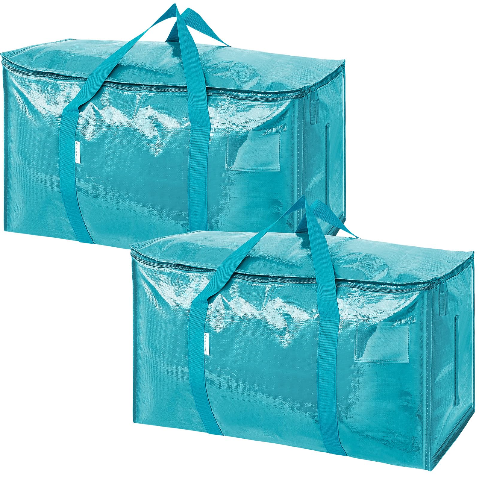 TICONN 12 Pack Extra Large Moving Bags Heavy Duty with Zippers & Carrying Handles, Durable Storage Bags Moving Boxes for Closet Organizers and Storage (12 Pack, Blue)