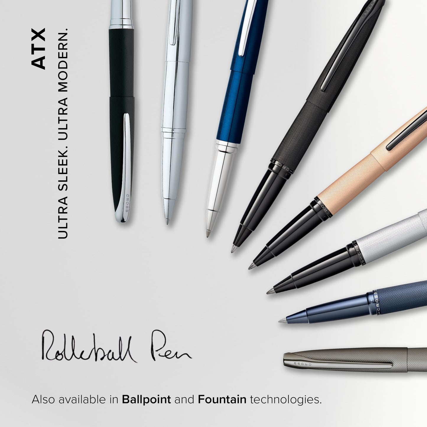 Cross ATX Sandblasted Titanium Gray Rollerball Pen - Refillable Pen for Smooth Writing - Black Ink - Comfortable Grip - Long-Lasting - Professional Office Supplies - Gift Box Included