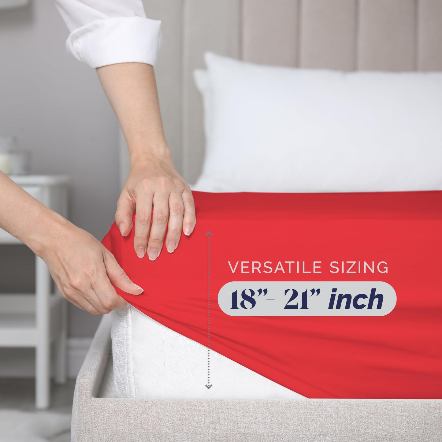 Elegant Comfort Super Soft Bulk 4-Pack Extra Deep Pocket 1500 Premium Hotel Quality Microfiber Fitted Sheet for High Mattress up to 21" inch with Double Sided Smart Pockets, Queen, Red