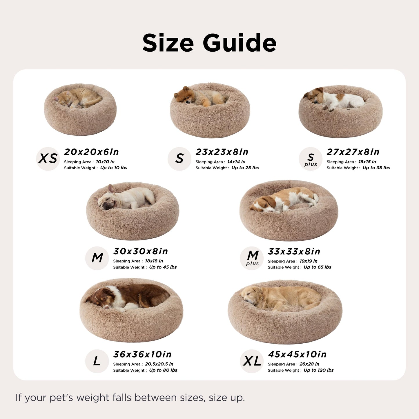 Bedsure Calming Dog Bed Medium Size Dog - Donut Washable Medium Pet Bed, 30 inches Anti-Slip Round Fluffy Plush Faux Fur Cat Bed, Fits up to 45 lbs Pets, Camel