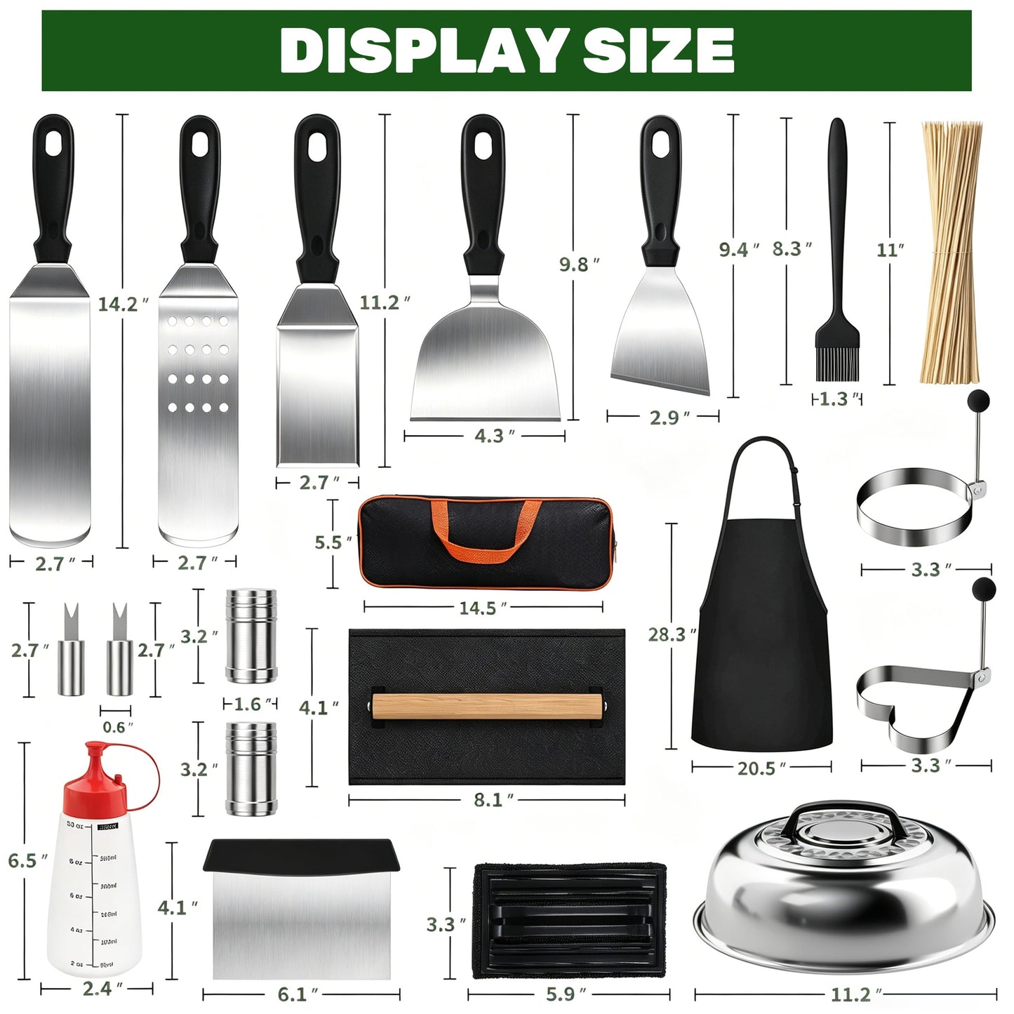 120 Pcs Griddle Accessories Kit, Perfect Hibachi Flat Top Grill Tools for Blackstone and Camp Chef, Enlarged Beefed-up Grill Spatula Gift Set with Basting Cover, Burger Press for Outdoor BBQ.