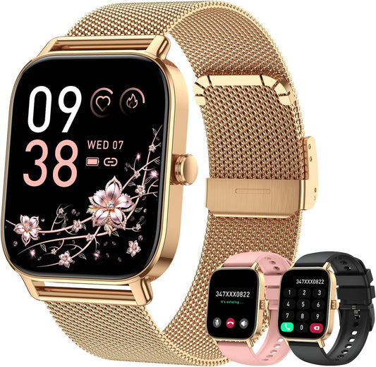 Smart Watch for Women Android/iPhone: Fitness Tracker Smart Watches Rose Gold IP68 Waterproof Bluetooth Calls Answer&Make 1.85" Smartwatch Activity Pedometer Heart Rate SpO2 Monitor 120+ Sports Model