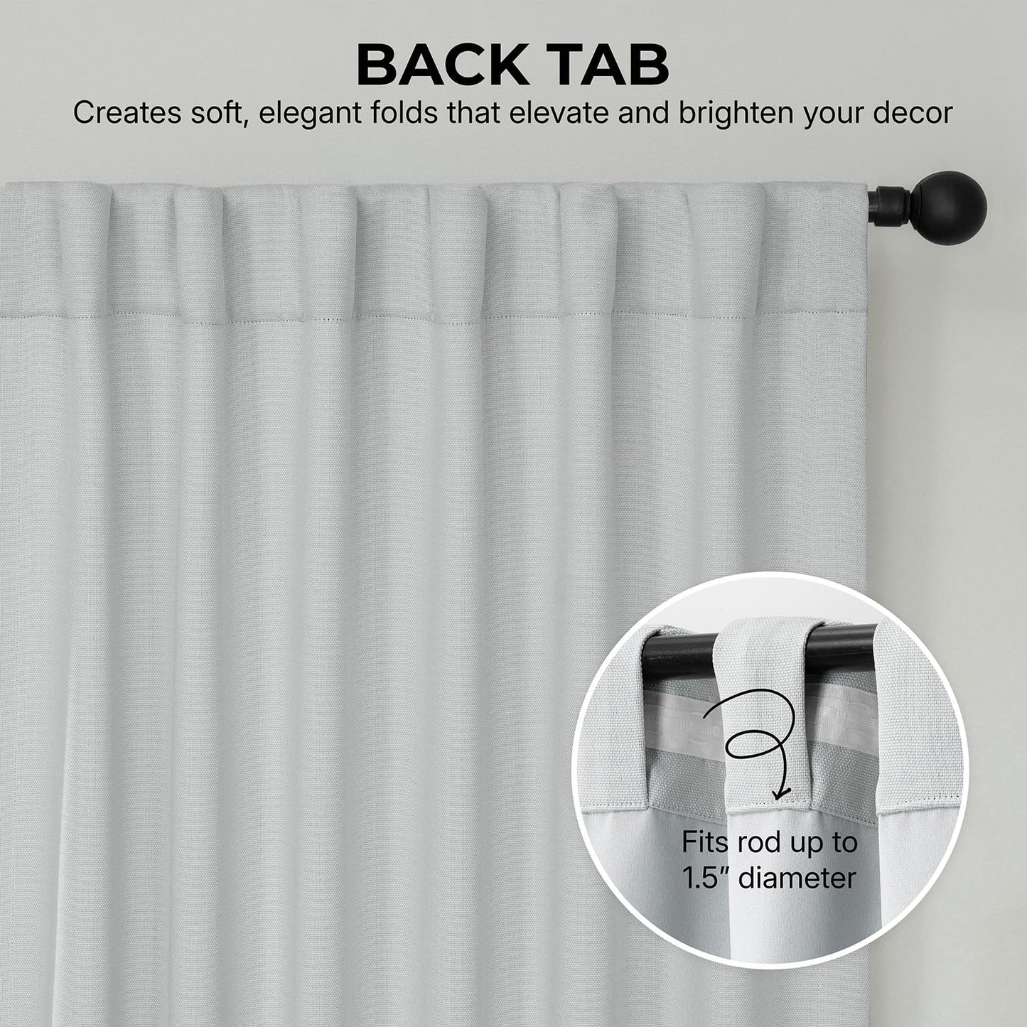HPD Half Price Drapes - Faux Linen Curtains for Living Room (1 Panel) - 50W X 96L - Textured Room Darkening Curtains for Bedroom 96 Inches Long - Drapes for Home Decor, Oyster Mist
