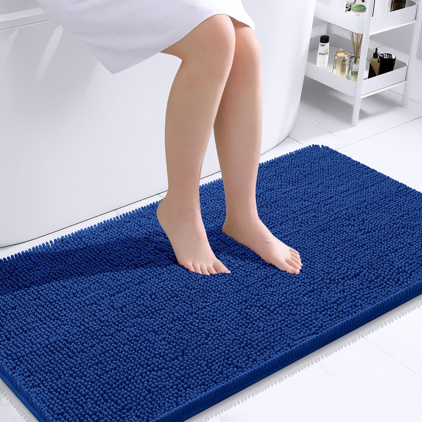 OLANLY Toilet Rugs U-Shaped 24x20, Extra Soft Absorbent Chenille Contour Bathroom Rugs for Toilet, Dry Quickly, Machine Washable, Non-Slip Bath Mat, Light Grey