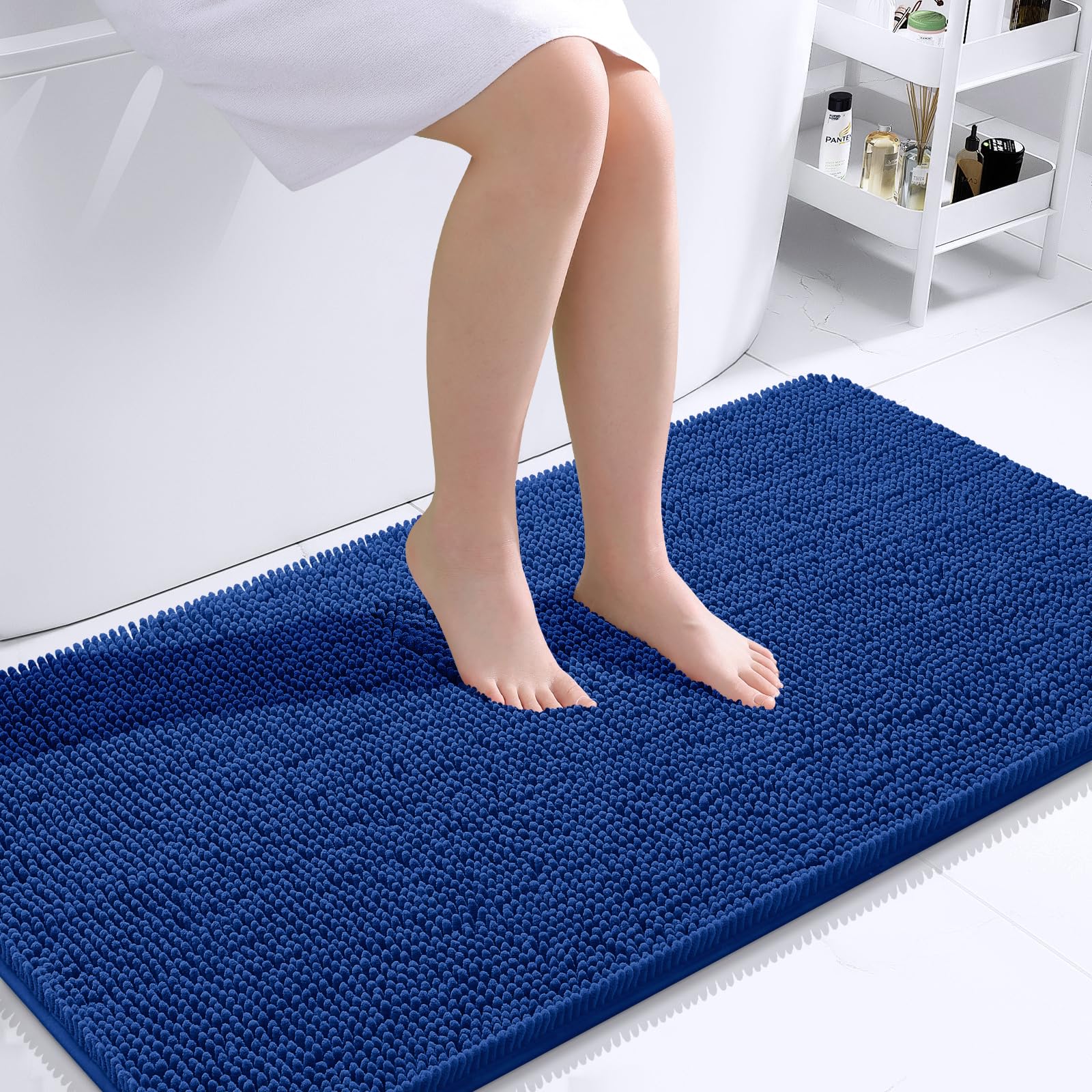 OLANLY Toilet Rugs U-Shaped 24x20, Extra Soft Absorbent Chenille Contour Bathroom Rugs for Toilet, Dry Quickly, Machine Washable, Non-Slip Bath Mat, Light Grey