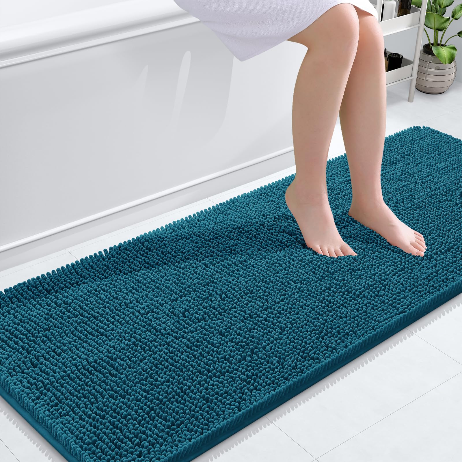 OLANLY Toilet Rugs U-Shaped 24x20, Extra Soft Absorbent Chenille Contour Bathroom Rugs for Toilet, Dry Quickly, Machine Washable, Non-Slip Bath Mat, Light Grey