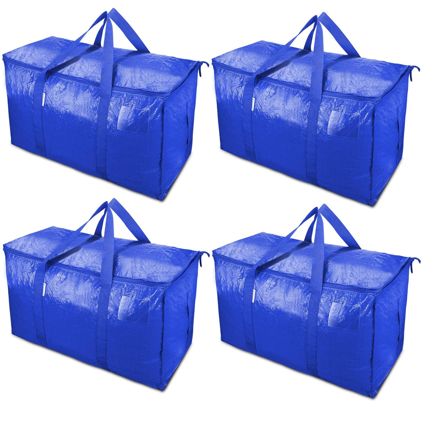 TICONN 12 Pack Extra Large Moving Bags Heavy Duty with Zippers & Carrying Handles, Durable Storage Bags Moving Boxes for Closet Organizers and Storage (12 Pack, Blue)