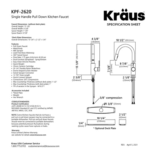 KRAUS Oletto Single Handle Pull Down Kitchen Faucet with QuickDock Top Mount Installation Assembly in Spot Free Antique Champagne Bronze, KPF-2620SFACB