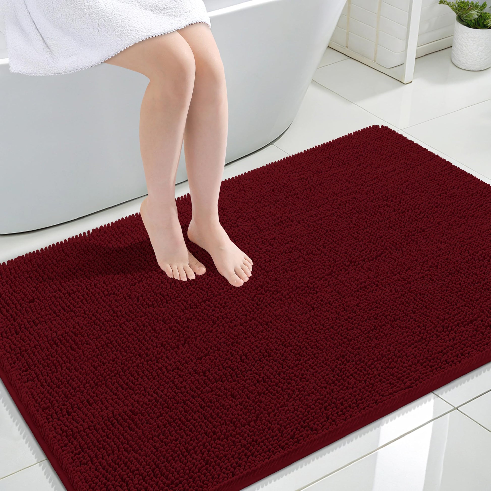 OLANLY Toilet Rugs U-Shaped 24x20, Extra Soft Absorbent Chenille Contour Bathroom Rugs for Toilet, Dry Quickly, Machine Washable, Non-Slip Bath Mat, Light Grey