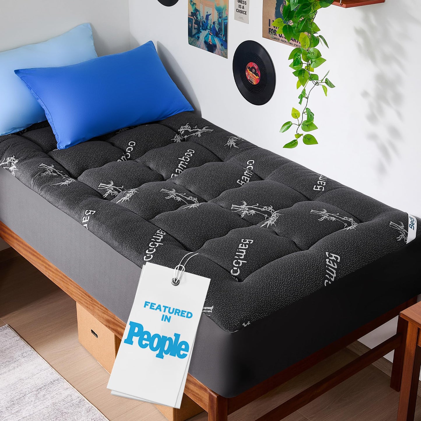 BEDLORE King Mattress Topper Viscose Derived from Bamboo, Thick Pillow Top Mattress Pad with Stretchable Pockets for 6"-18" Mattress, Soft Breathable Mattress Topper for Back Pain Relief(Dark Gray)