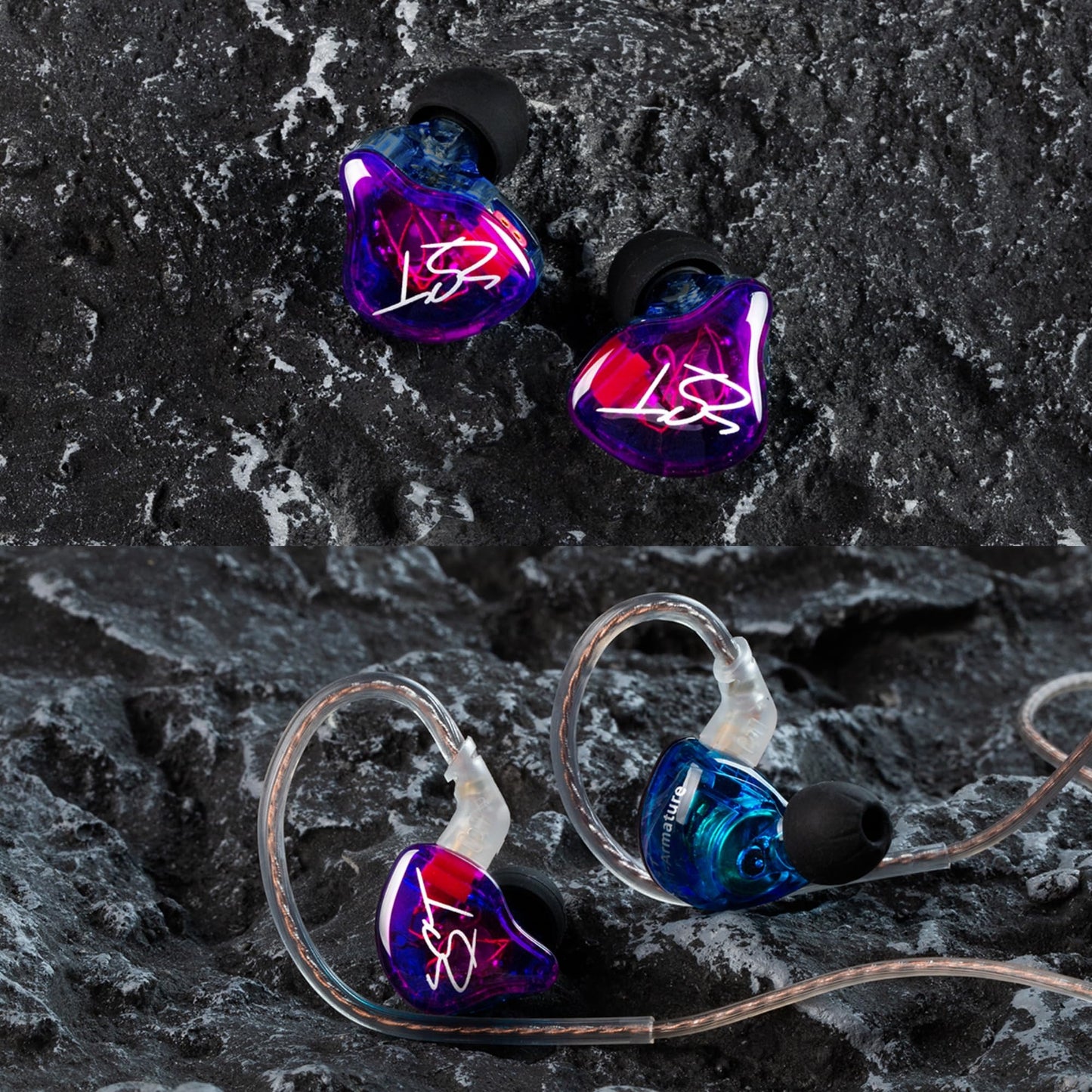 YINYOO KZ-ZST Colorful Hybrid Banlance Armature with Dynamic Ear Earphone 1BA+1DD HiFi Headset KZ in Ear Monitor Headphone Wired Earbuds IEM Earphone Gaming Ear Buds (Colorful/zst Without Microphone)