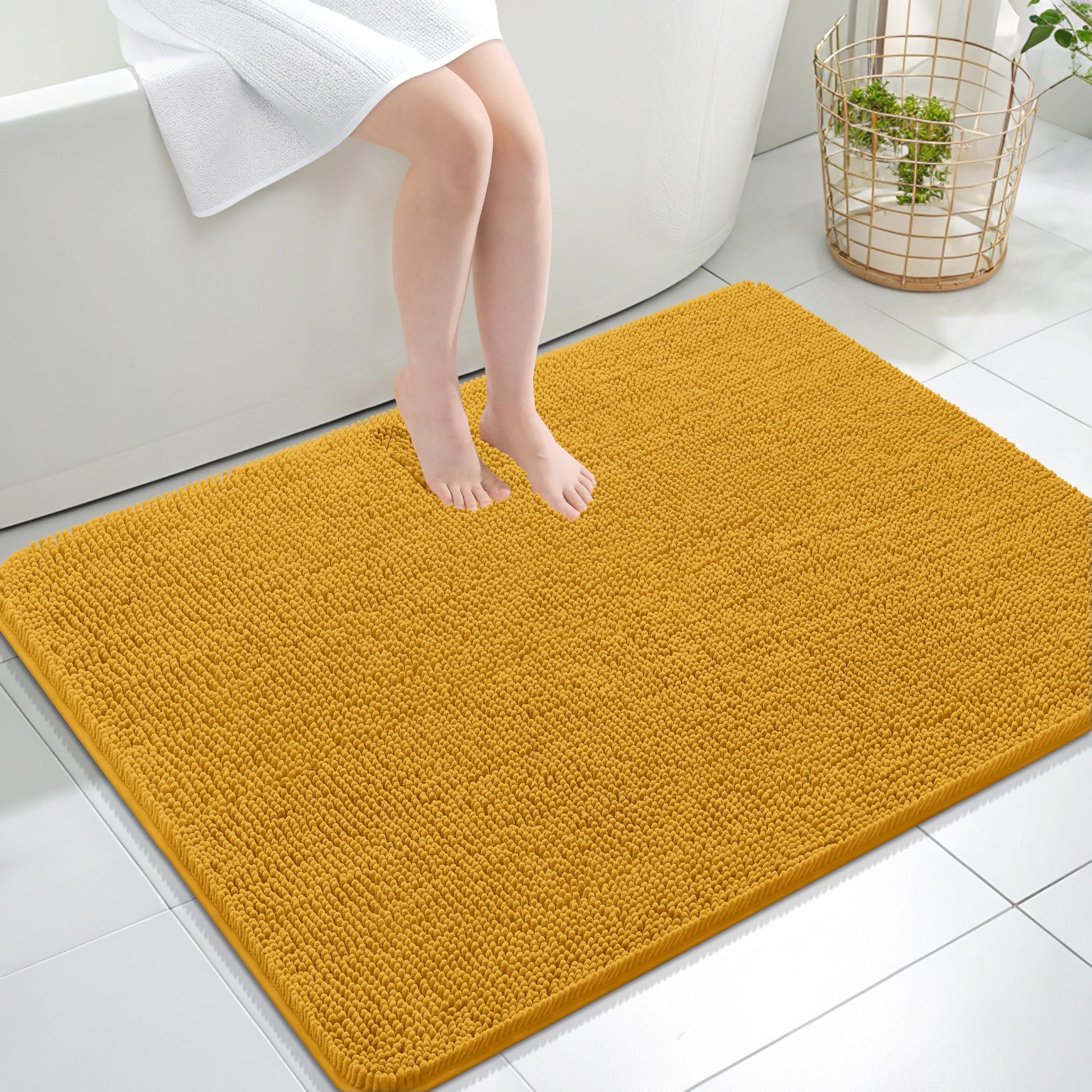 OLANLY Toilet Rugs U-Shaped 24x20, Extra Soft Absorbent Chenille Contour Bathroom Rugs for Toilet, Dry Quickly, Machine Washable, Non-Slip Bath Mat, Light Grey