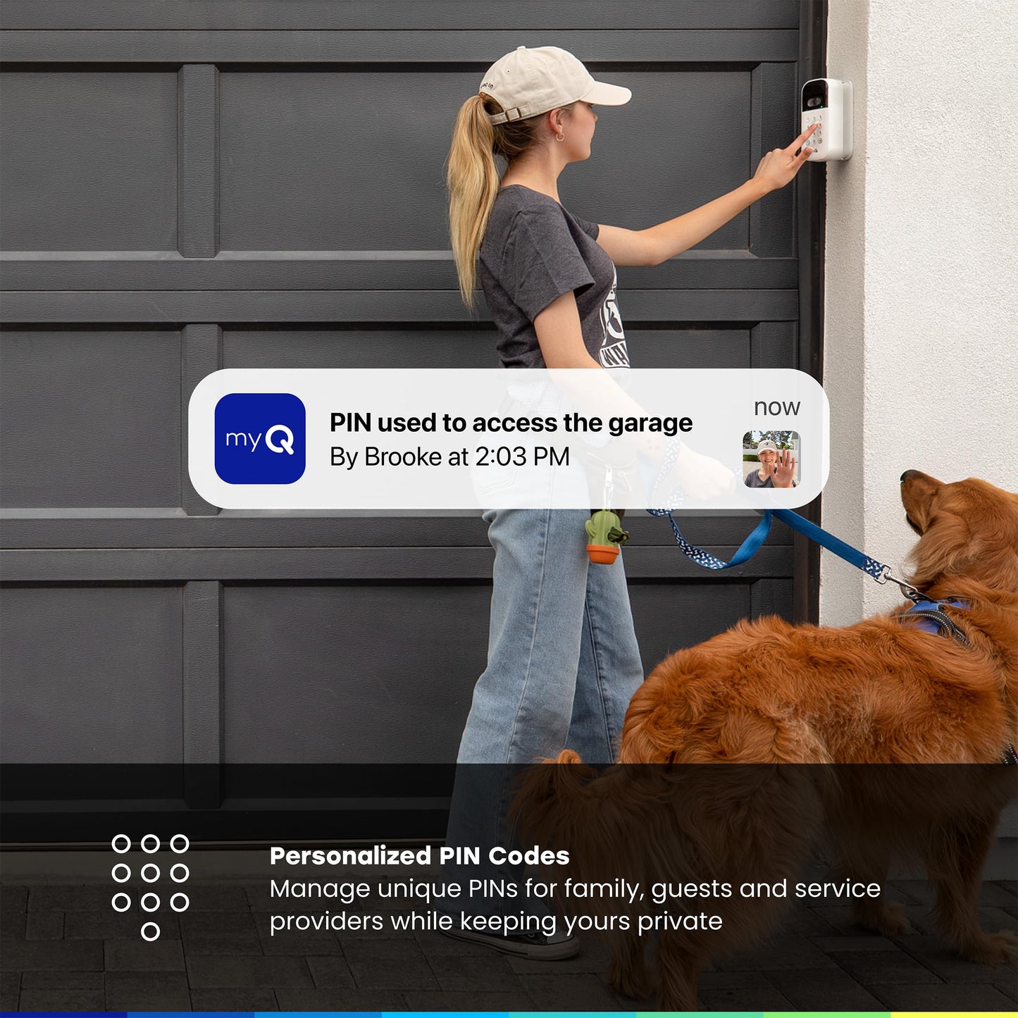 myQ Smart Garage Door Video Keypad + Rechargeable Battery, with Wide-Angle Camera, Customizable PIN Codes, and Smartphone Control, Works with Chamberlain, LiftMaster and Craftsman openers