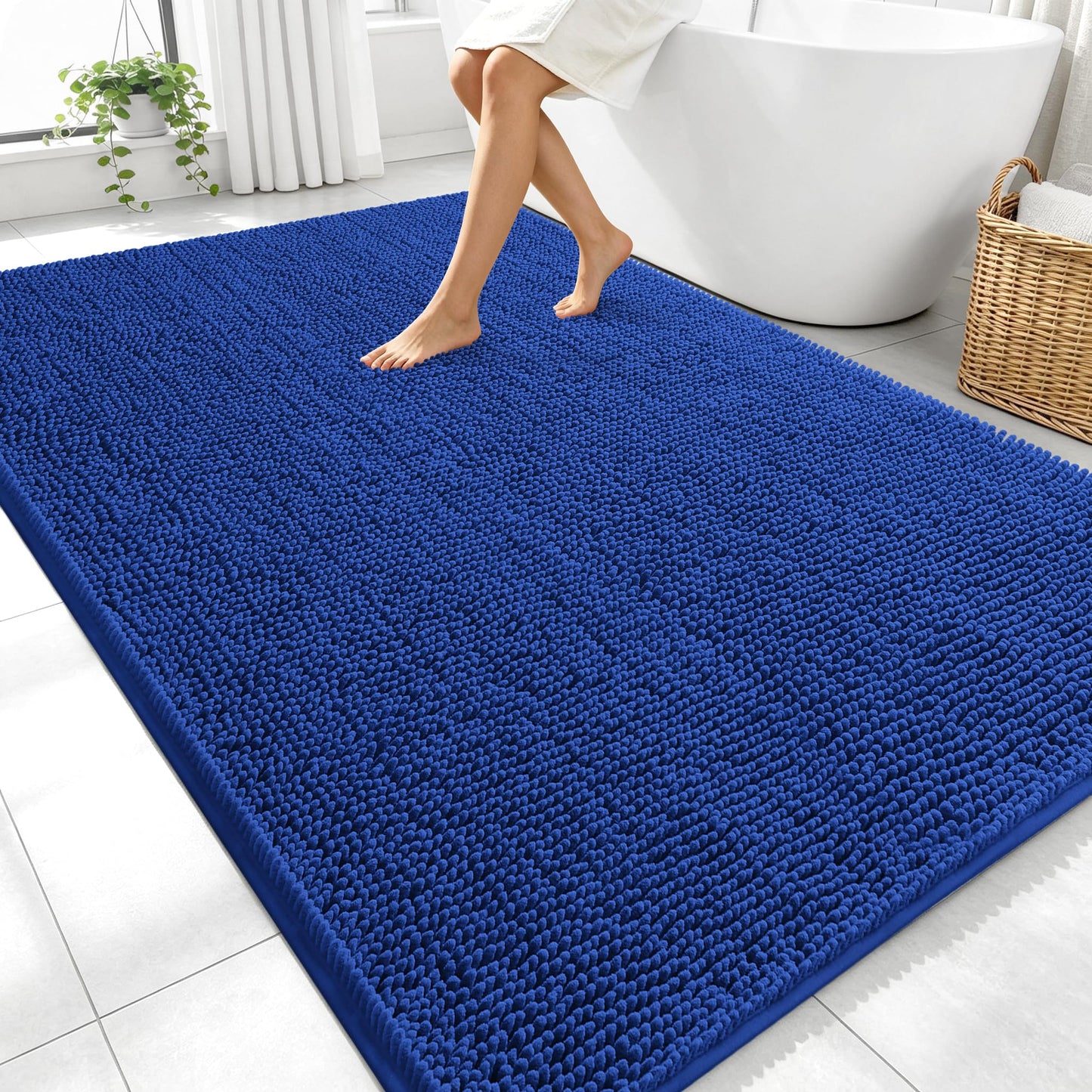 OLANLY Toilet Rugs U-Shaped 24x20, Extra Soft Absorbent Chenille Contour Bathroom Rugs for Toilet, Dry Quickly, Machine Washable, Non-Slip Bath Mat, Light Grey