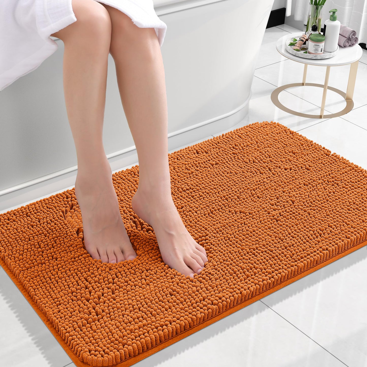 OLANLY Toilet Rugs U-Shaped 24x20, Extra Soft Absorbent Chenille Contour Bathroom Rugs for Toilet, Dry Quickly, Machine Washable, Non-Slip Bath Mat, Light Grey