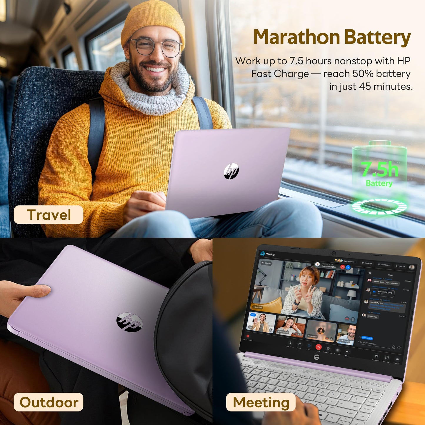 HP Stream 14" Laptop with AI Copilot, Flagship for Students & Business, 13th Gen Intel 4-Core, 4GB RAM, 1.12TB Storage (128GB UFS + 1TB Docking Station), Office 365 1-Year, Win 11 S, Lavender Purple