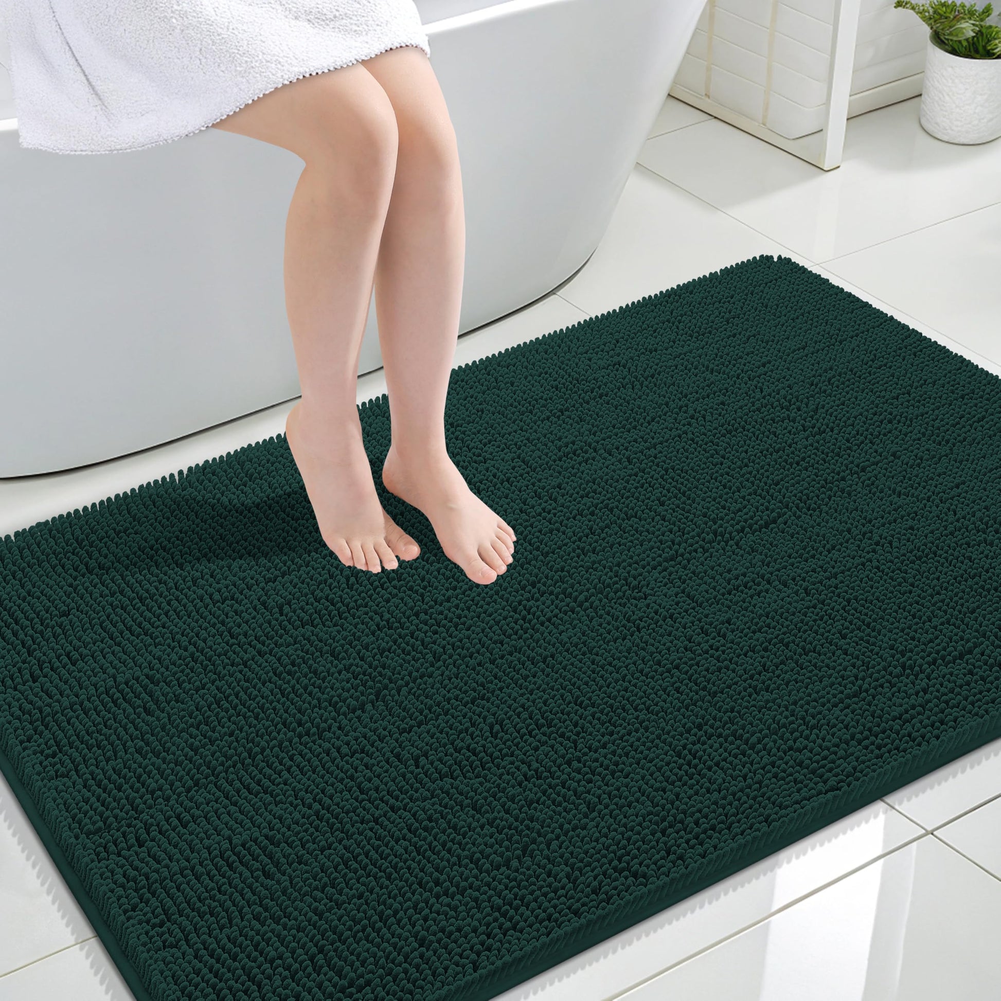 OLANLY Toilet Rugs U-Shaped 24x20, Extra Soft Absorbent Chenille Contour Bathroom Rugs for Toilet, Dry Quickly, Machine Washable, Non-Slip Bath Mat, Light Grey