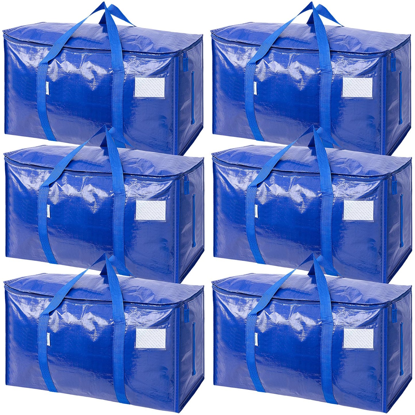 TICONN 12 Pack Extra Large Moving Bags Heavy Duty with Zippers & Carrying Handles, Durable Storage Bags Moving Boxes for Closet Organizers and Storage (12 Pack, Blue)