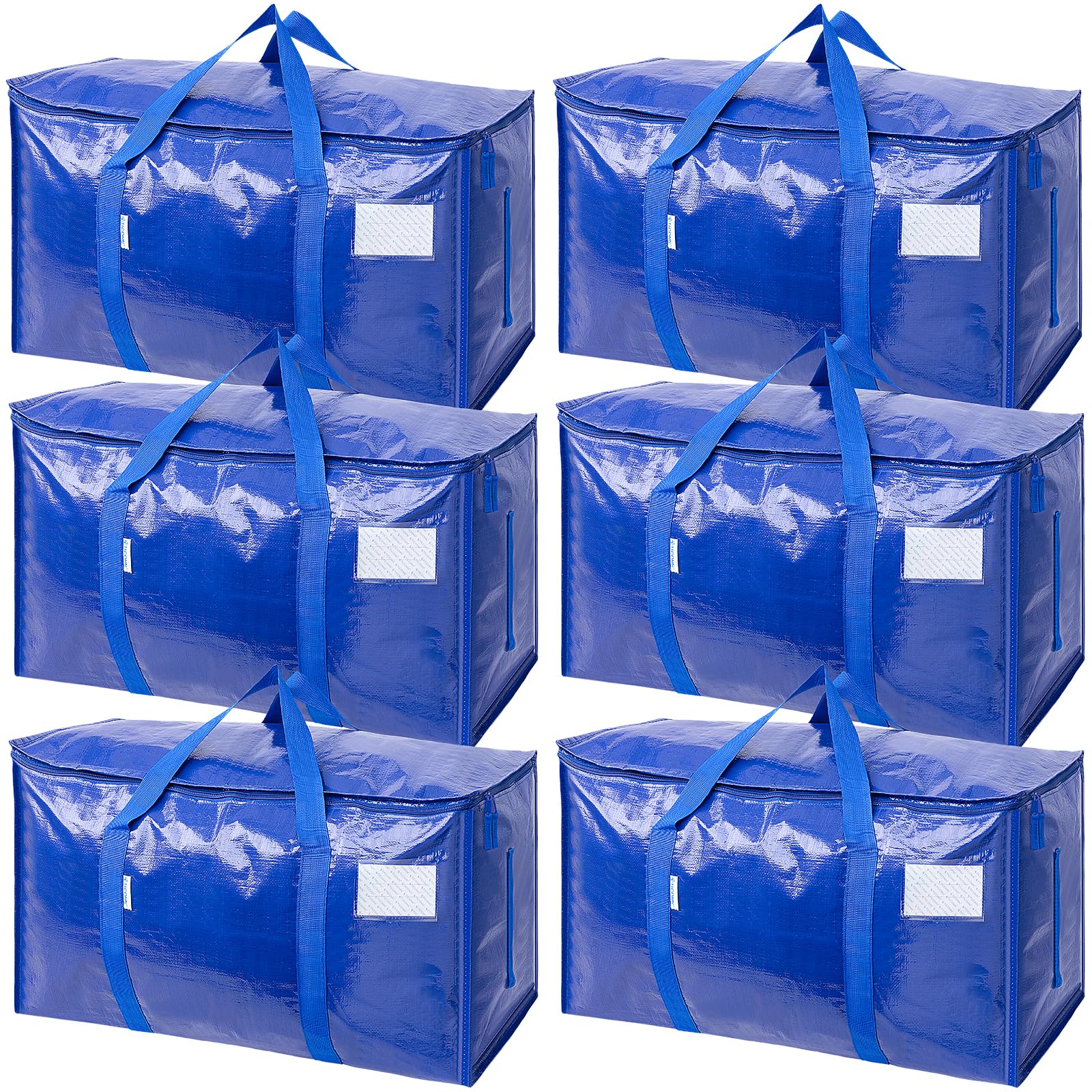 TICONN 12 Pack Extra Large Moving Bags Heavy Duty with Zippers & Carrying Handles, Durable Storage Bags Moving Boxes for Closet Organizers and Storage (12 Pack, Blue)