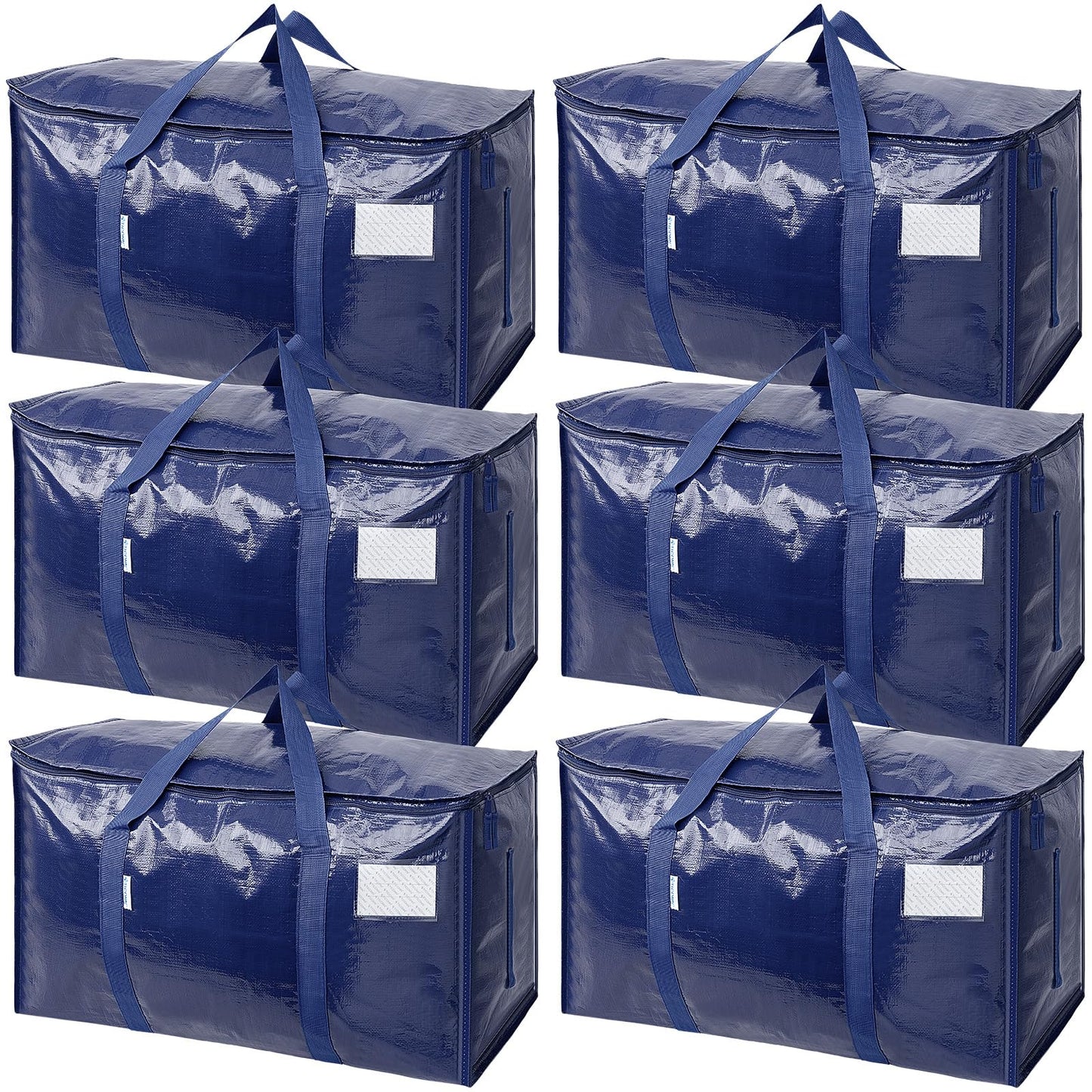 TICONN 12 Pack Extra Large Moving Bags Heavy Duty with Zippers & Carrying Handles, Durable Storage Bags Moving Boxes for Closet Organizers and Storage (12 Pack, Blue)