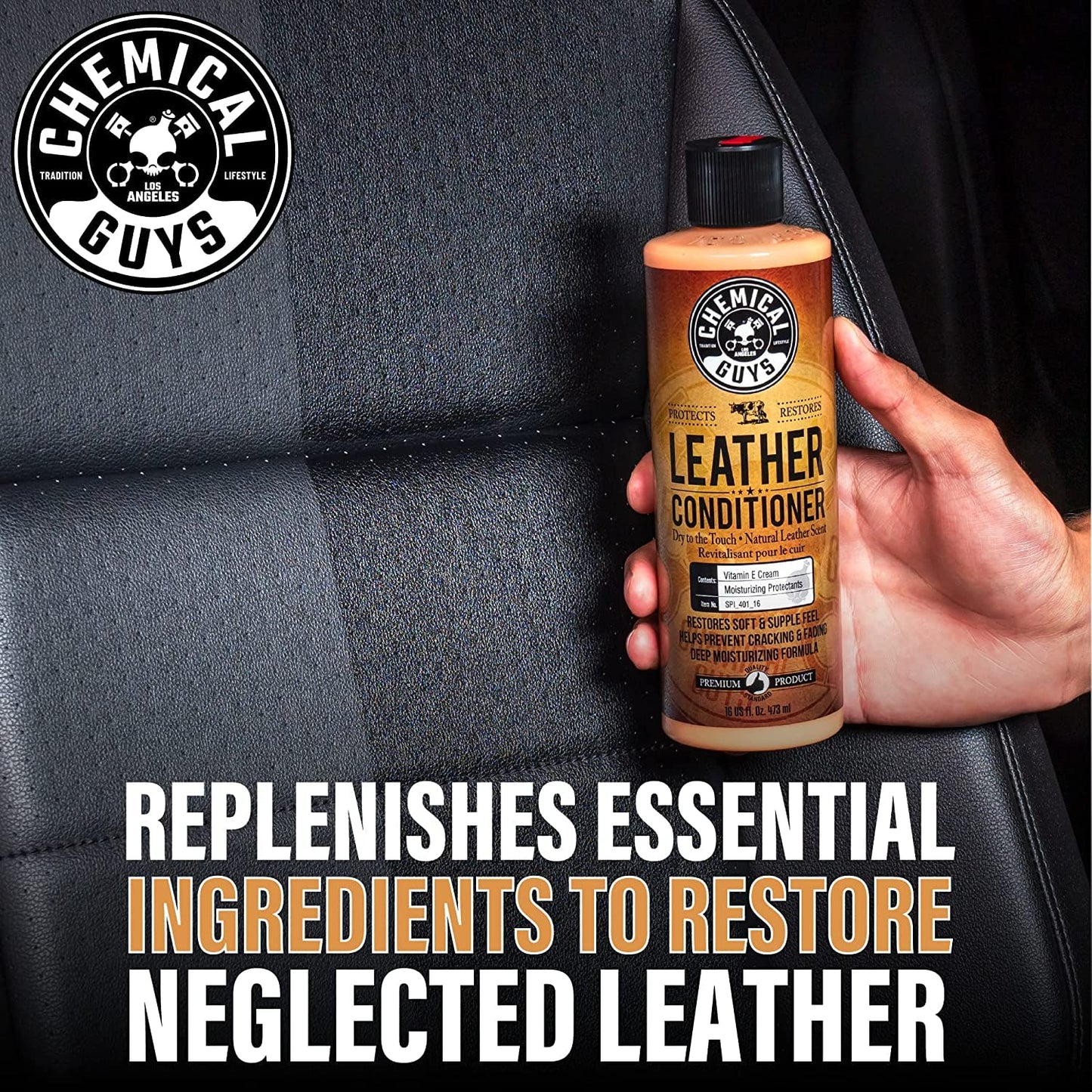 Chemical Guys SPI1091601 Leather Cleaner and Conditioner Leather & Interior Care Bundle + SPI22016 Total Interior Cleaner & Protectant, Safe for Cars, Home, Office, & More (16 fl oz) 3 Items