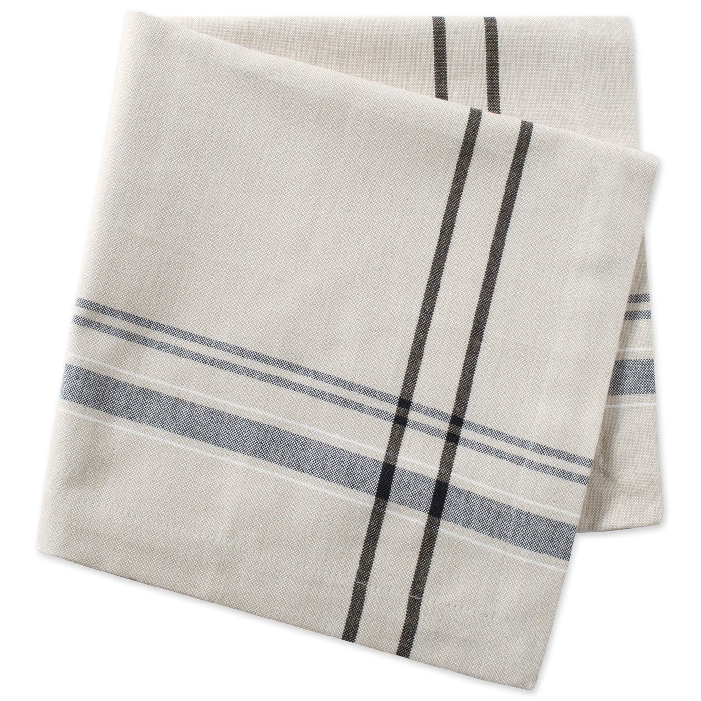 DII French Stripe Tabletop Collection Farmhouse Style Dining Table Linen Napkin Set, 20x20, Taupe/Black, 6 Piece