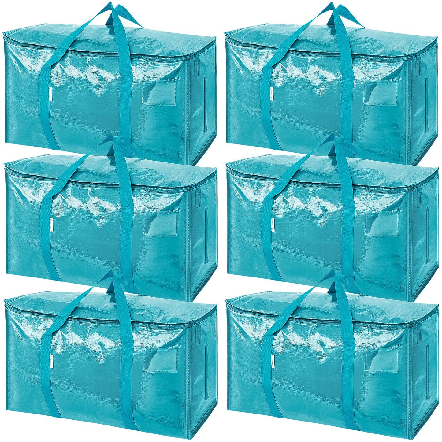 TICONN 12 Pack Extra Large Moving Bags Heavy Duty with Zippers & Carrying Handles, Durable Storage Bags Moving Boxes for Closet Organizers and Storage (12 Pack, Blue)