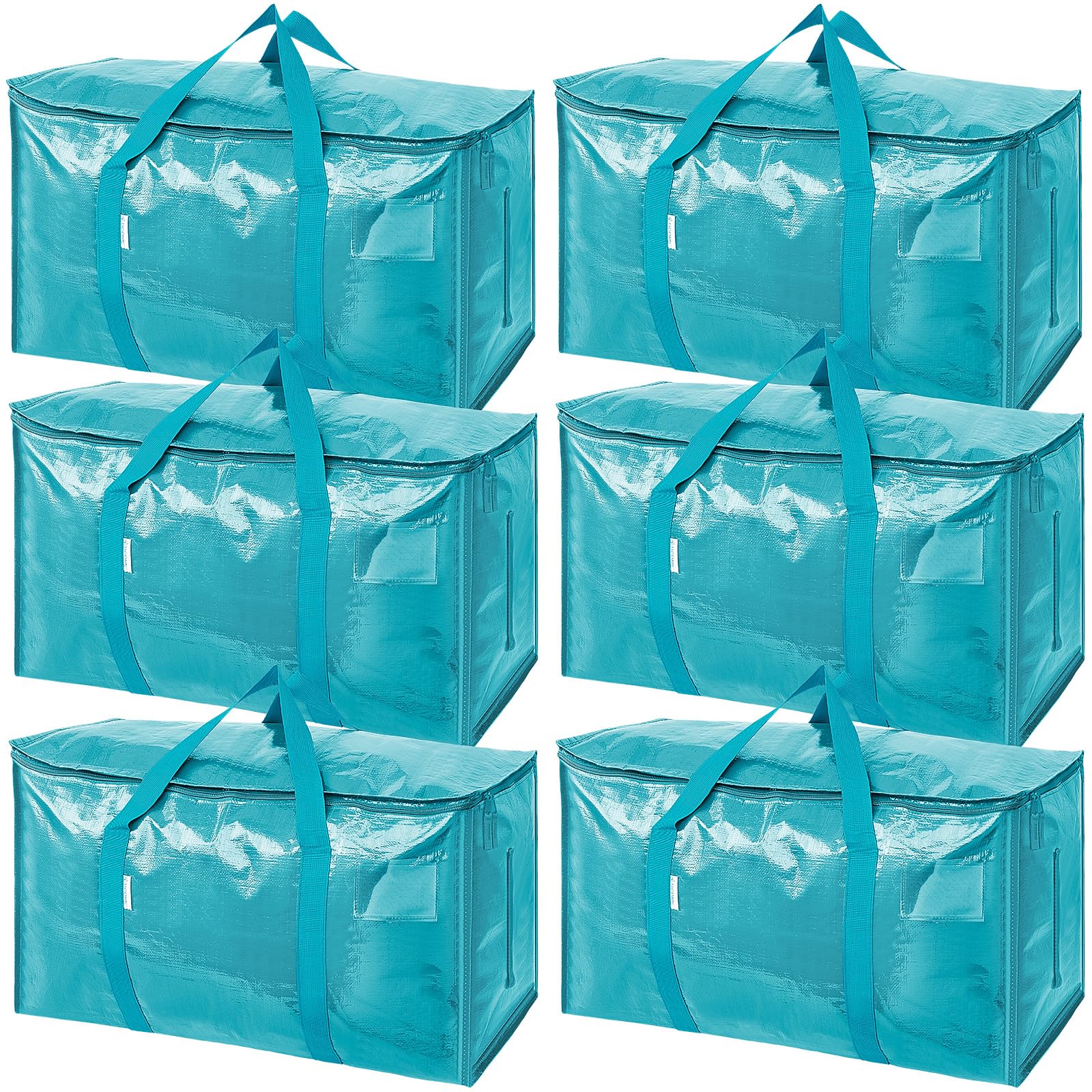 TICONN 12 Pack Extra Large Moving Bags Heavy Duty with Zippers & Carrying Handles, Durable Storage Bags Moving Boxes for Closet Organizers and Storage (12 Pack, Blue)