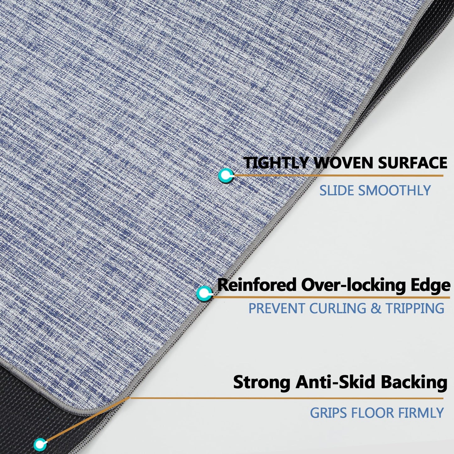 RccugmatS Chair Mat for Hardwood & Tile Floor, 47" x 60" Heavy Duty Office Chair Mat for Rolling Chairs, Anti Slip, Non-Curve, Floor Protector for Home Office, Nordic Sky Weave