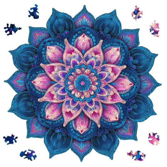 Ixfyloop Mandala Wooden Puzzles for Adults 471 Pieces, Lotus Jigsaw Puzzles Mindfulness Yoga Gift for Women, Relaxing Stress Relief Wooden Puzzles, Wood Puzzles Adult 16.4x16.5 inch