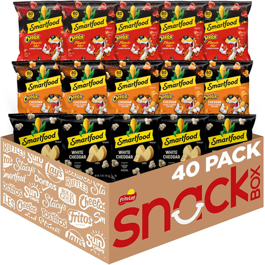 Smartfood Popcorn, White Cheddar and Flamin' Hot White Cheddar Variety Pack, 0.5 Ounce (Pack of 40)