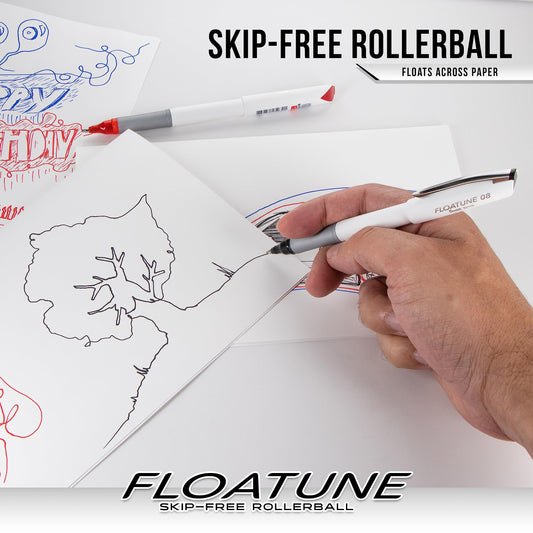Pentel Floatune Rollerball Pen, (0.8mm), Medium Point, Black/Blue/Red Ink, Pack of 8 pens (BY108PF8OFC)