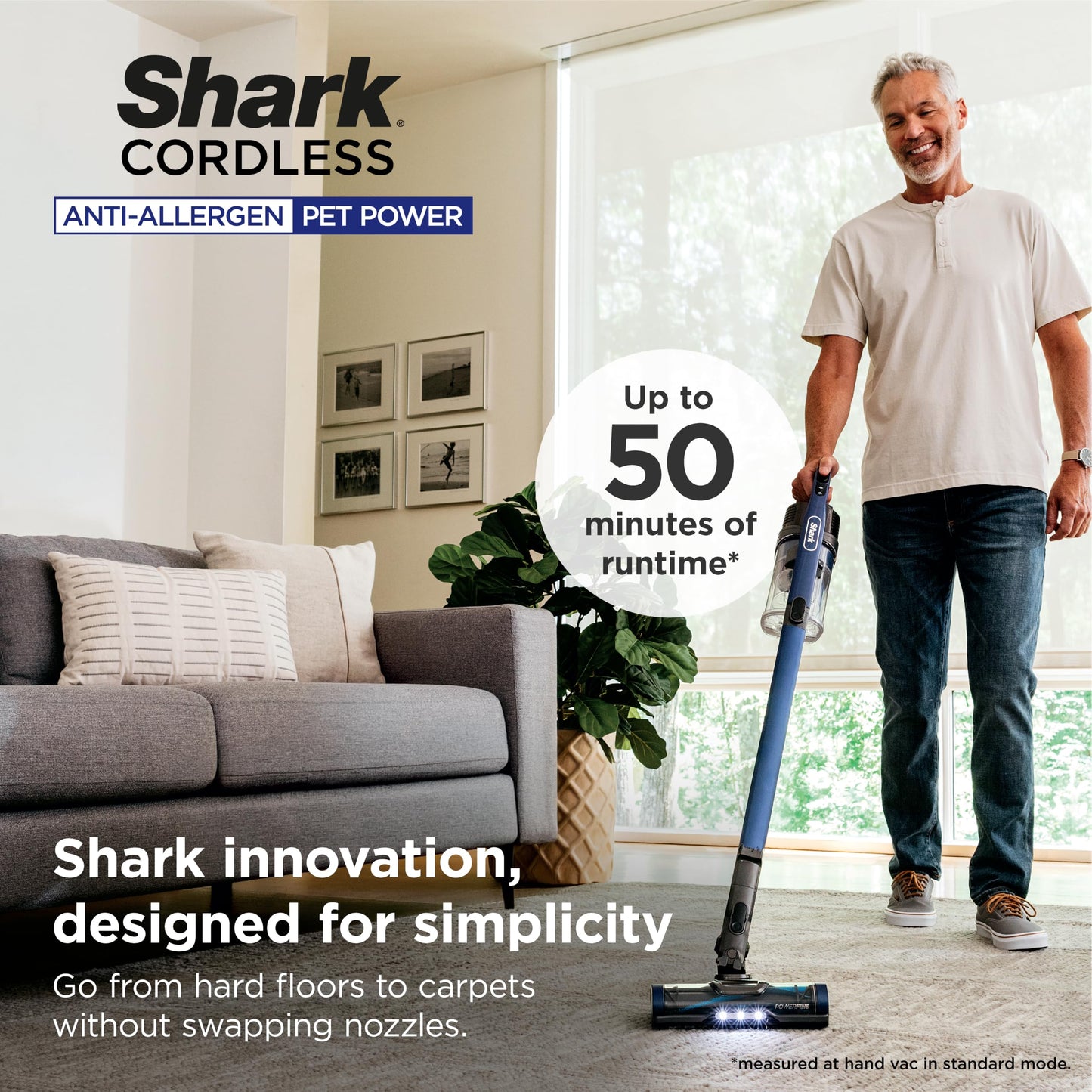 Shark® Cordless Pet, Cordless Lightweight Stick Vacuum Cleaner, Self Cleaning Brushroll, 40 Min Runtime, Removable Handheld, XL Dust Cup, Moonlight Blue, IY143H (2026 Release)