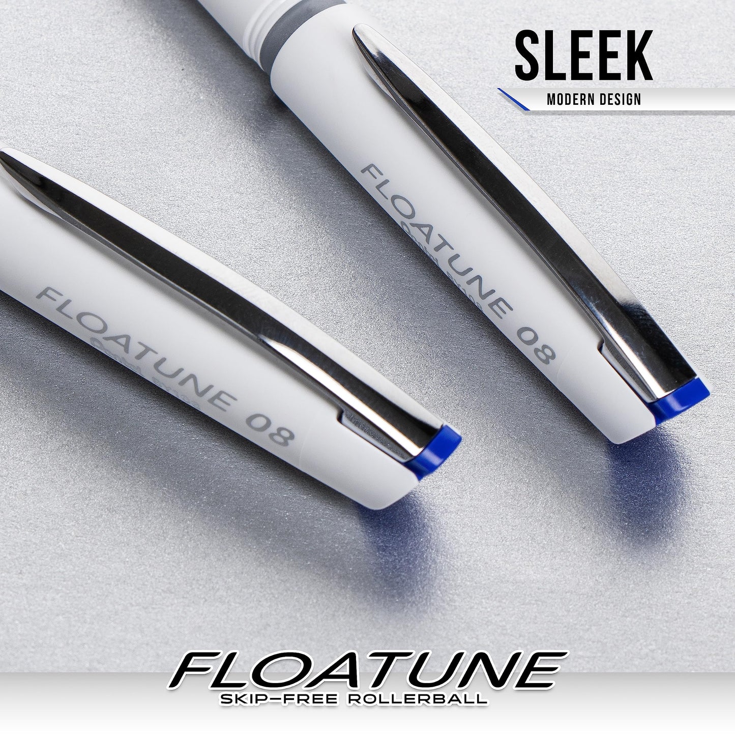 Pentel Floatune Rollerball Pen, (0.8mm), Medium Point, Black/Blue/Red Ink, Pack of 8 pens (BY108PF8OFC)